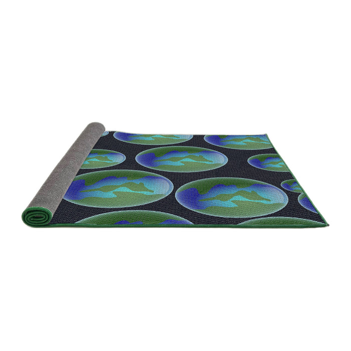 Thickness of Patterned Deep-Sea Blue Novelty Rug, pat2963