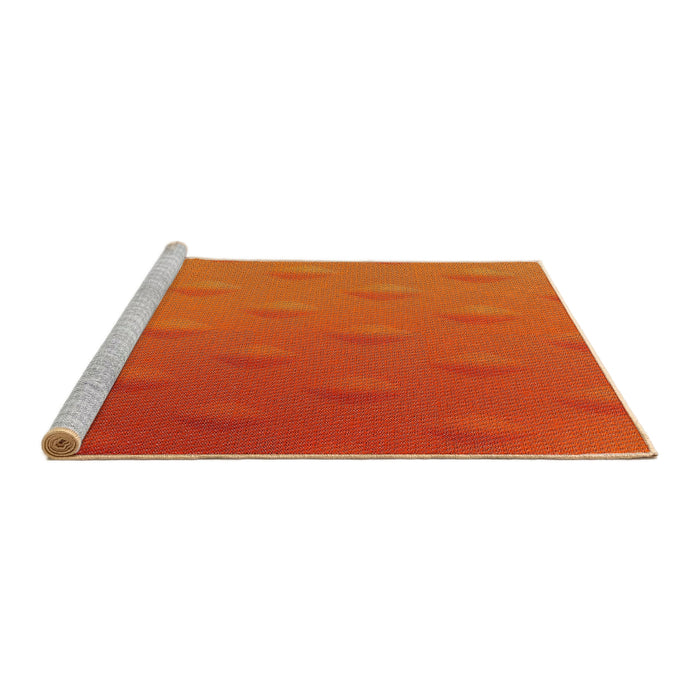 Serging Thickness of Machine Washable Transitional Neon Orange Rug, wshpat297