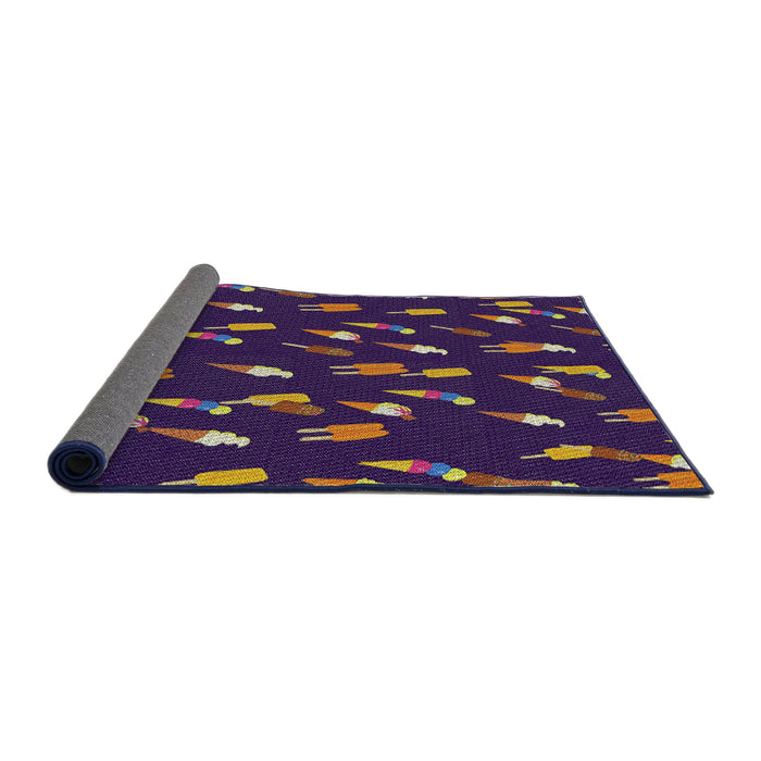 Thickness of Patterned Mauve Taupe Purple Novelty Rug, pat2971
