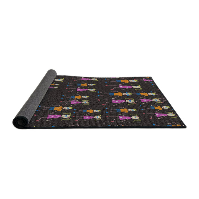Thickness of Patterned Army Brown Novelty Rug, pat2973
