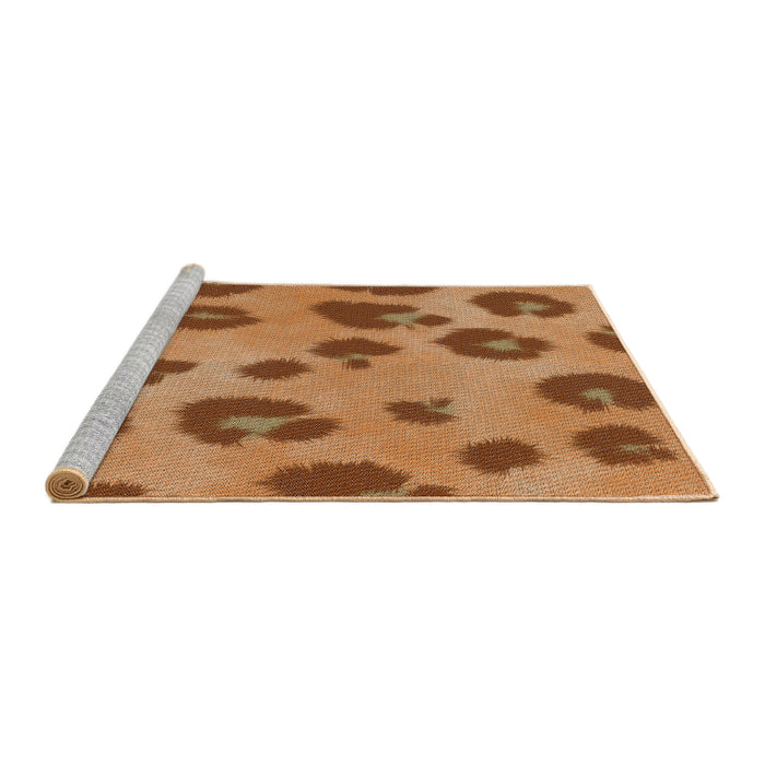 Serging Thickness of Machine Washable Transitional Mahogany Brown Rug, wshpat2974