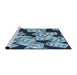 Serging Thickness of Machine Washable Transitional Blue Rug, wshpat2976