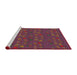 Serging Thickness of Machine Washable Transitional Tulip Pink Rug, wshpat2977
