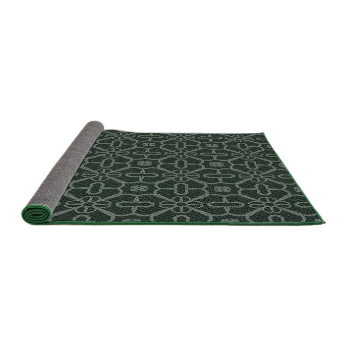 Thickness of Patterned Grayish Turquoise Green Novelty Rug, pat2982