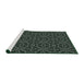 Serging Thickness of Machine Washable Transitional Grayish Turquoise Green Rug, wshpat2982