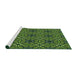 Serging Thickness of Machine Washable Transitional Green Rug, wshpat2983