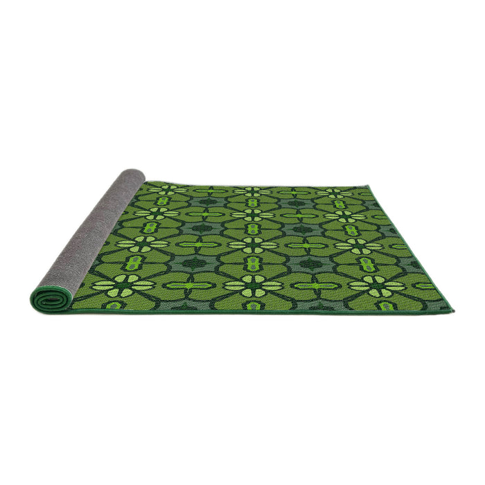 Thickness of Patterned Green Novelty Rug, pat2983
