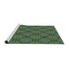 Serging Thickness of Machine Washable Transitional Green Rug, wshpat2984