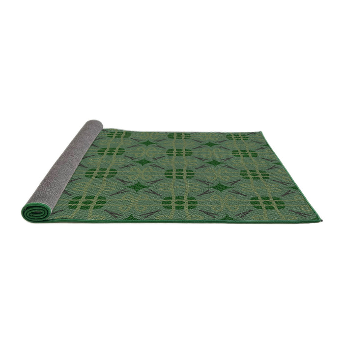 Thickness of Patterned Green Novelty Rug, pat2984