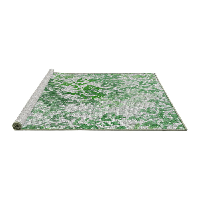 Serging Thickness of Machine Washable Transitional Forest Green Rug, wshpat2989