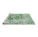 Serging Thickness of Machine Washable Transitional Forest Green Rug, wshpat2989