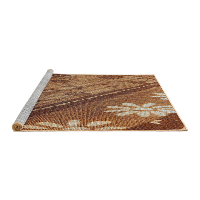 Serging Thickness of Machine Washable Transitional Saffron Red Rug, wshpat299