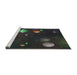 Serging Thickness of Machine Washable Transitional Black Rug, wshpat2992