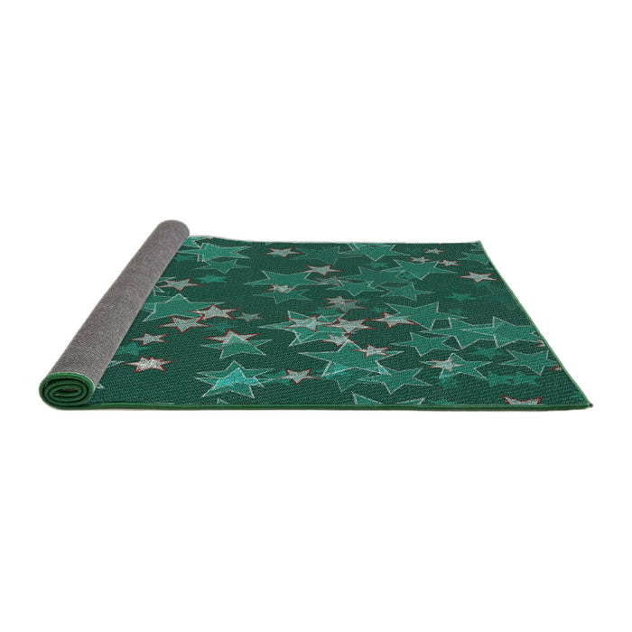 Thickness of Patterned Mint Green Novelty Rug, pat2994