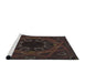 Serging Thickness of Machine Washable Transitional Black Brown Rug, wshpat2996