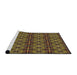 Serging Thickness of Machine Washable Transitional Caramel Brown Rug, wshpat2998