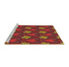 Serging Thickness of Machine Washable Transitional Tomato Red Rug, wshpat2999