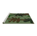 Serging Thickness of Machine Washable Transitional Dark Forest Green Rug, wshpat3000