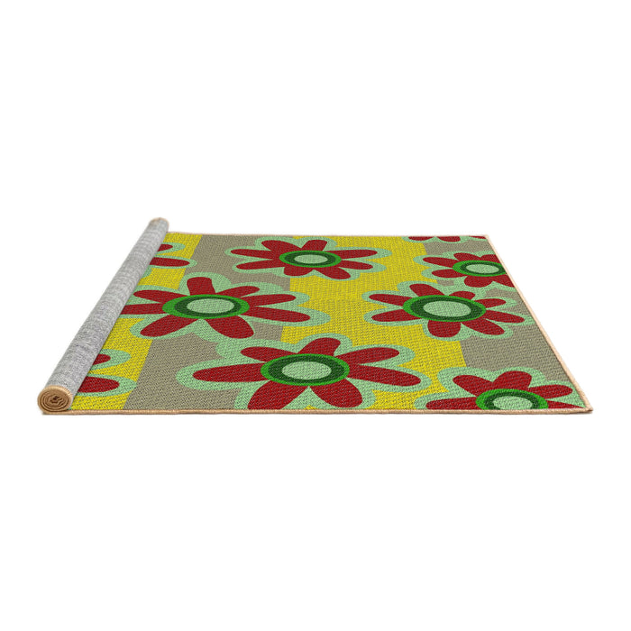 Serging Thickness of Machine Washable Transitional Green Rug, wshpat3001