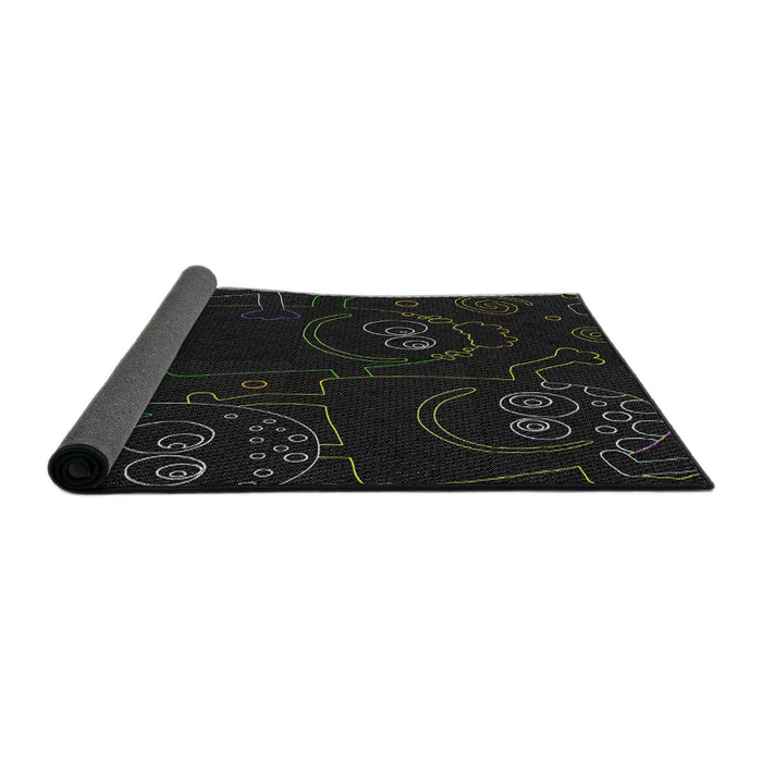 Thickness of Patterned Gray Novelty Rug, pat3002
