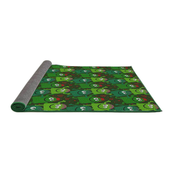 Thickness of Patterned Dark Forest Green Novelty Rug, pat3003