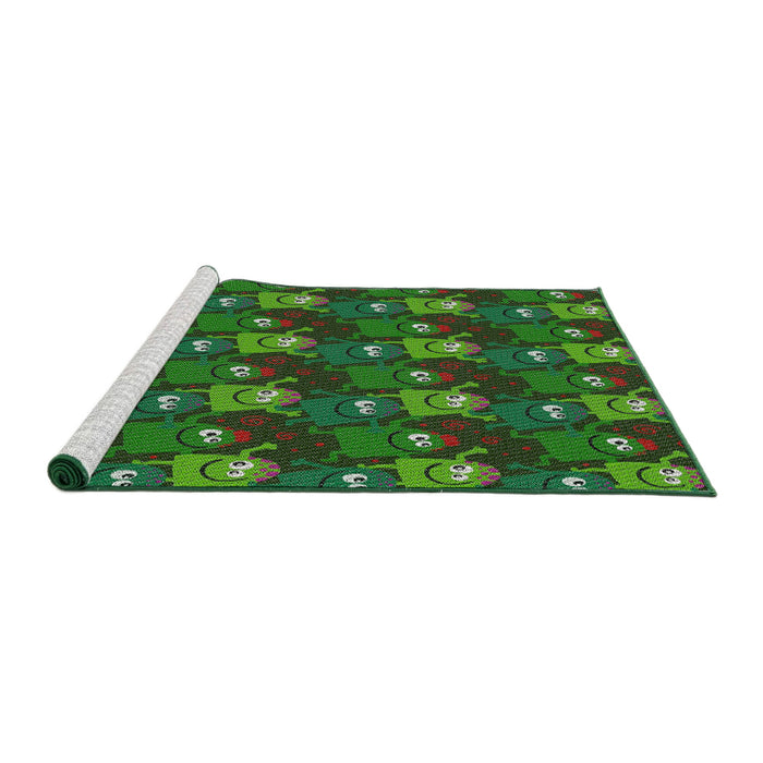 Serging Thickness of Machine Washable Transitional Dark Forest Green Rug, wshpat3003