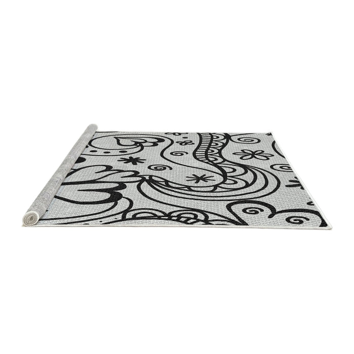 Serging Thickness of Machine Washable Transitional White Smoke Rug, wshpat3004