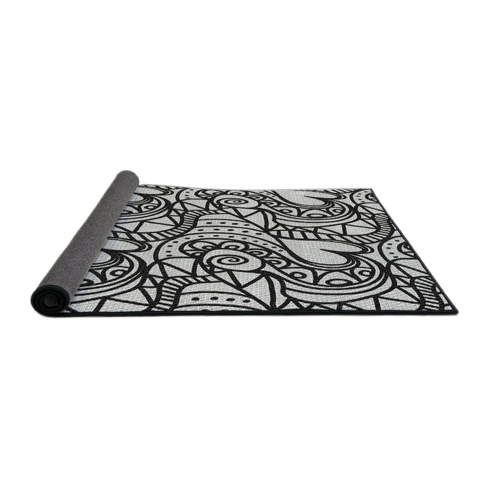Thickness of Patterned Charcoal Black Novelty Rug, pat3007