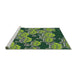 Serging Thickness of Machine Washable Transitional Dark Forest Green Rug, wshpat3009