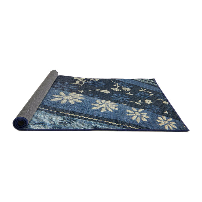 Thickness of Patterned Deep-Sea Blue Novelty Rug, pat301