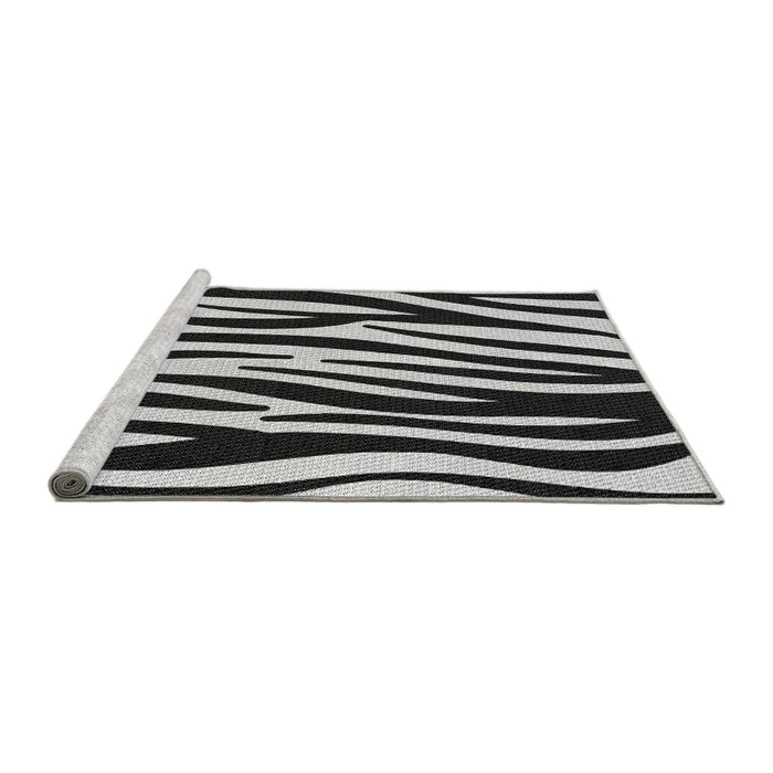 Serging Thickness of Machine Washable Transitional Light Gray Rug, wshpat3010
