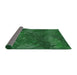 Thickness of Patterned Deep Emerald Green Novelty Rug, pat3011