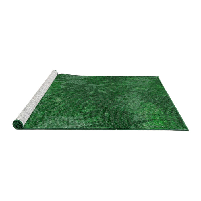 Serging Thickness of Machine Washable Transitional Deep Emerald Green Rug, wshpat3011