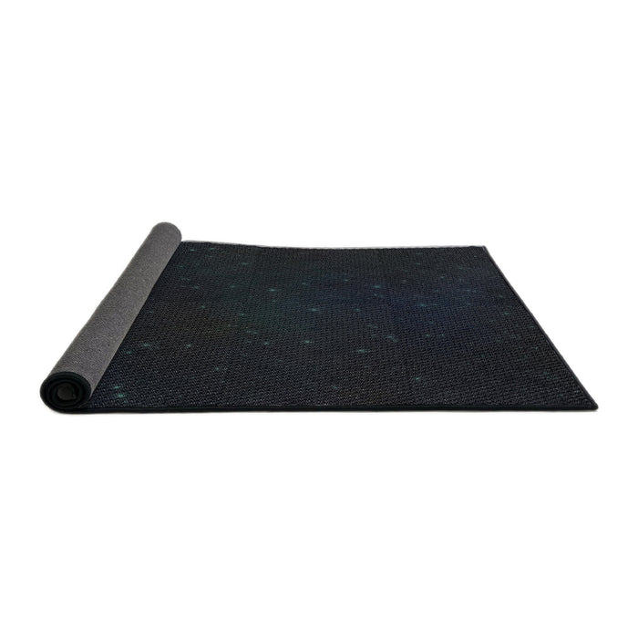 Thickness of Patterned Black Novelty Rug, pat3013