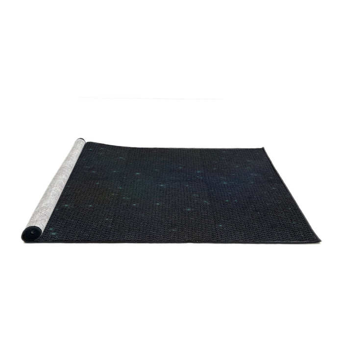 Serging Thickness of Machine Washable Transitional Black Rug, wshpat3013
