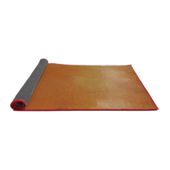 Thickness of Patterned Orange Novelty Rug, pat3014