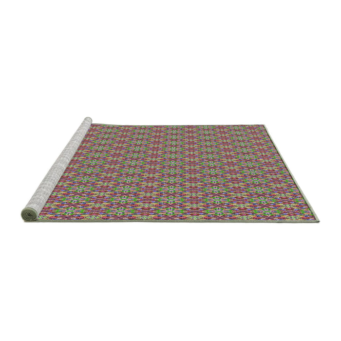Serging Thickness of Machine Washable Transitional Dark Raspberry Purple Rug, wshpat3016