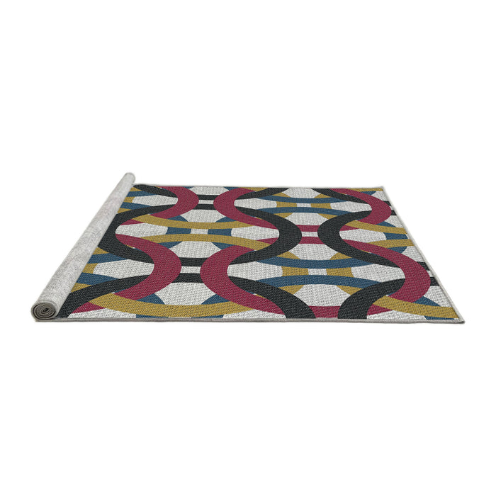 Serging Thickness of Machine Washable Transitional Purple Rug, wshpat3020