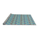 Serging Thickness of Machine Washable Transitional Grayish Turquoise Green Rug, wshpat3023