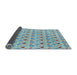 Thickness of Patterned Grayish Turquoise Green Novelty Rug, pat3023