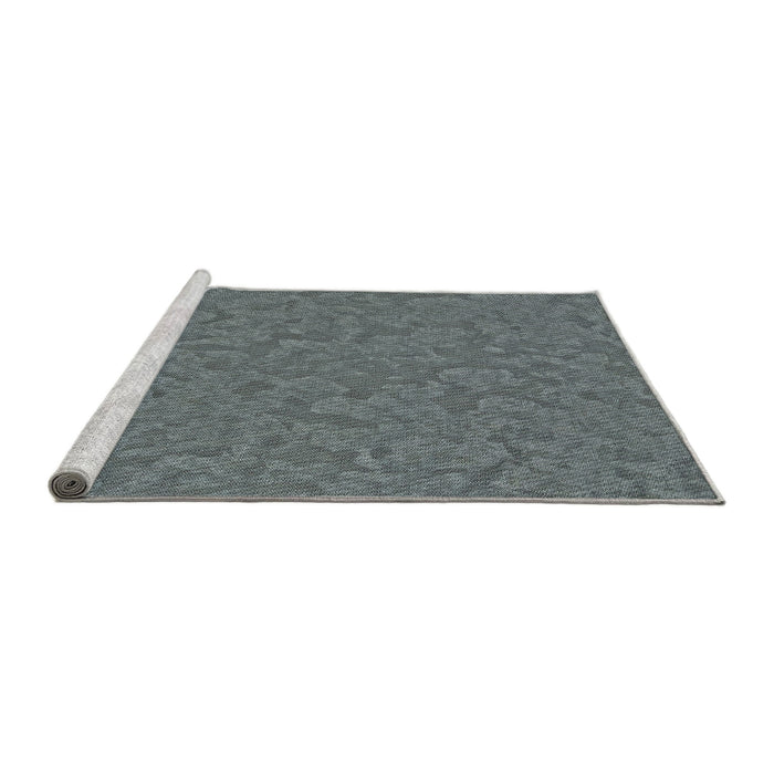 Serging Thickness of Machine Washable Transitional Gunmetal Gray Rug, wshpat3026