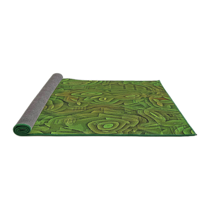 Thickness of Patterned Green Novelty Rug, pat303