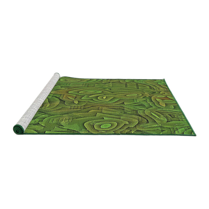 Serging Thickness of Machine Washable Transitional Green Rug, wshpat303