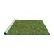 Serging Thickness of Machine Washable Transitional Green Rug, wshpat303