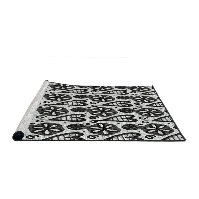 Serging Thickness of Machine Washable Transitional Charcoal Black Rug, wshpat3035