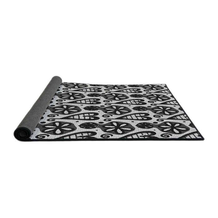 Thickness of Patterned Charcoal Black Novelty Rug, pat3035
