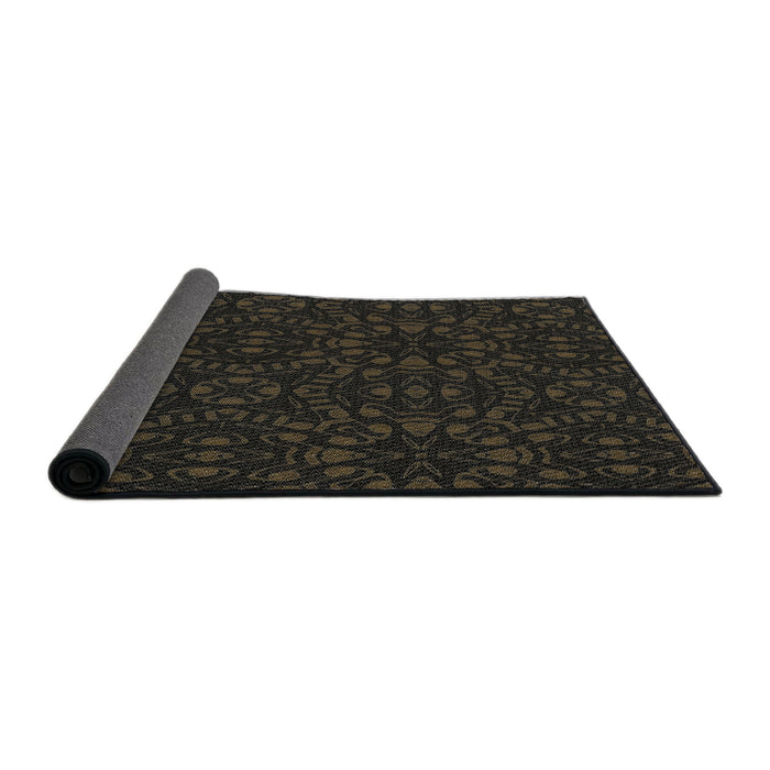 Thickness of Patterned Black Novelty Rug, pat3038