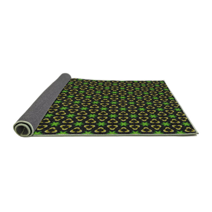 Thickness of Patterned Black Novelty Rug, pat3046