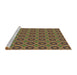 Serging Thickness of Machine Washable Transitional Brass Green Rug, wshpat3055