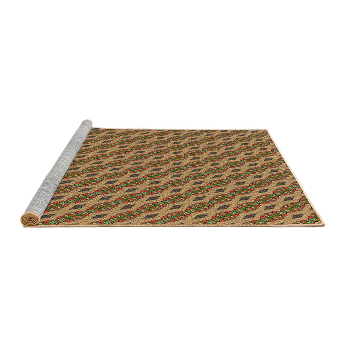 Serging Thickness of Machine Washable Transitional Metallic Gold Rug, wshpat3057